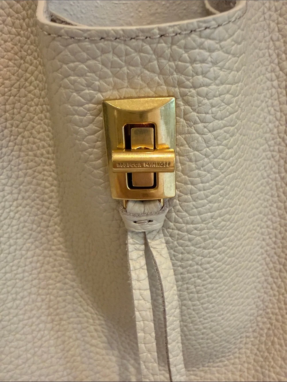 Rebecca Minkoff Cream Pebbled Leather Hobo Shoulder Bag